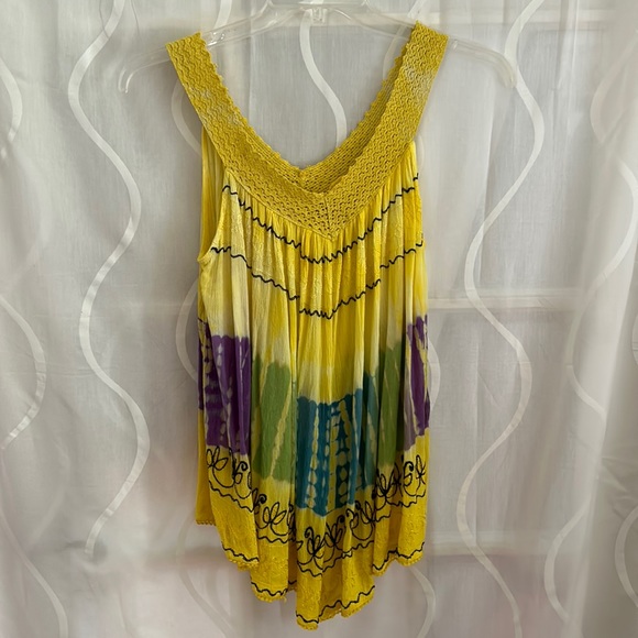 Tops - Made In India, Yellow, Sleeveless, Tie Dye, Blouse. One Size
